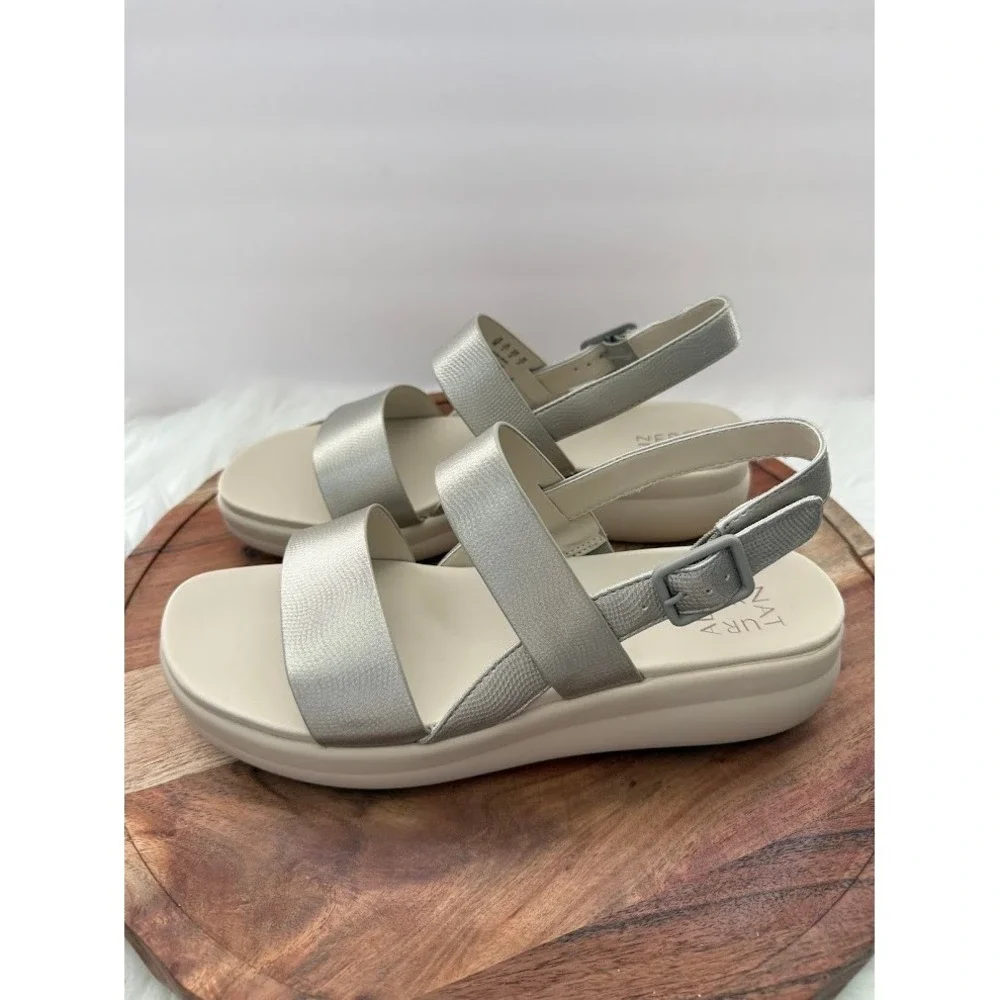 Naturalizer‎ Coast Warm Silver Platform Sandals Womens 11M J0470S4020 New in Box